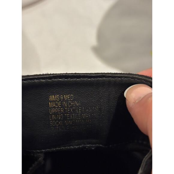 Woman’s APT 9 Black Suede Zip Boots Sz 9 chunky biker studded buckle straps - Picture 10 of 13